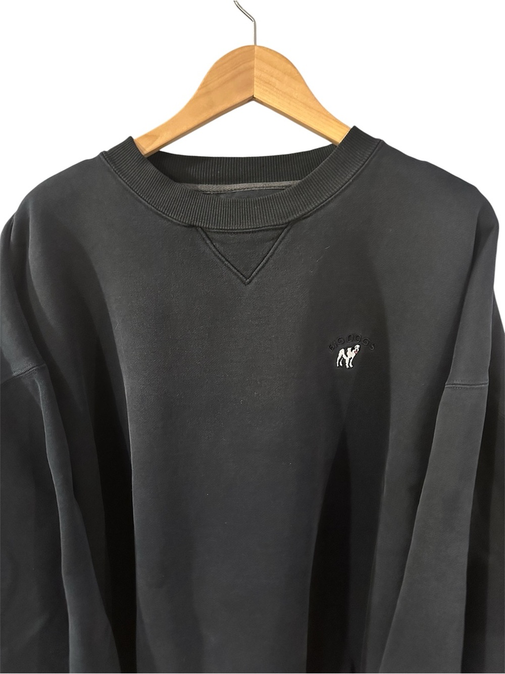 Big Dogs Black Crewneck Sweatshirt with Embroidered Logo
